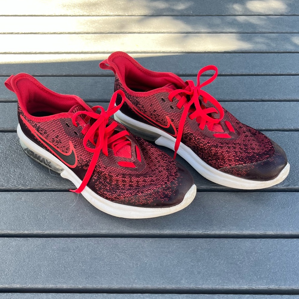Air Max; Sequent 4; 'University Red'; Athletic Sneakers; Moderate Wear, Youth 7